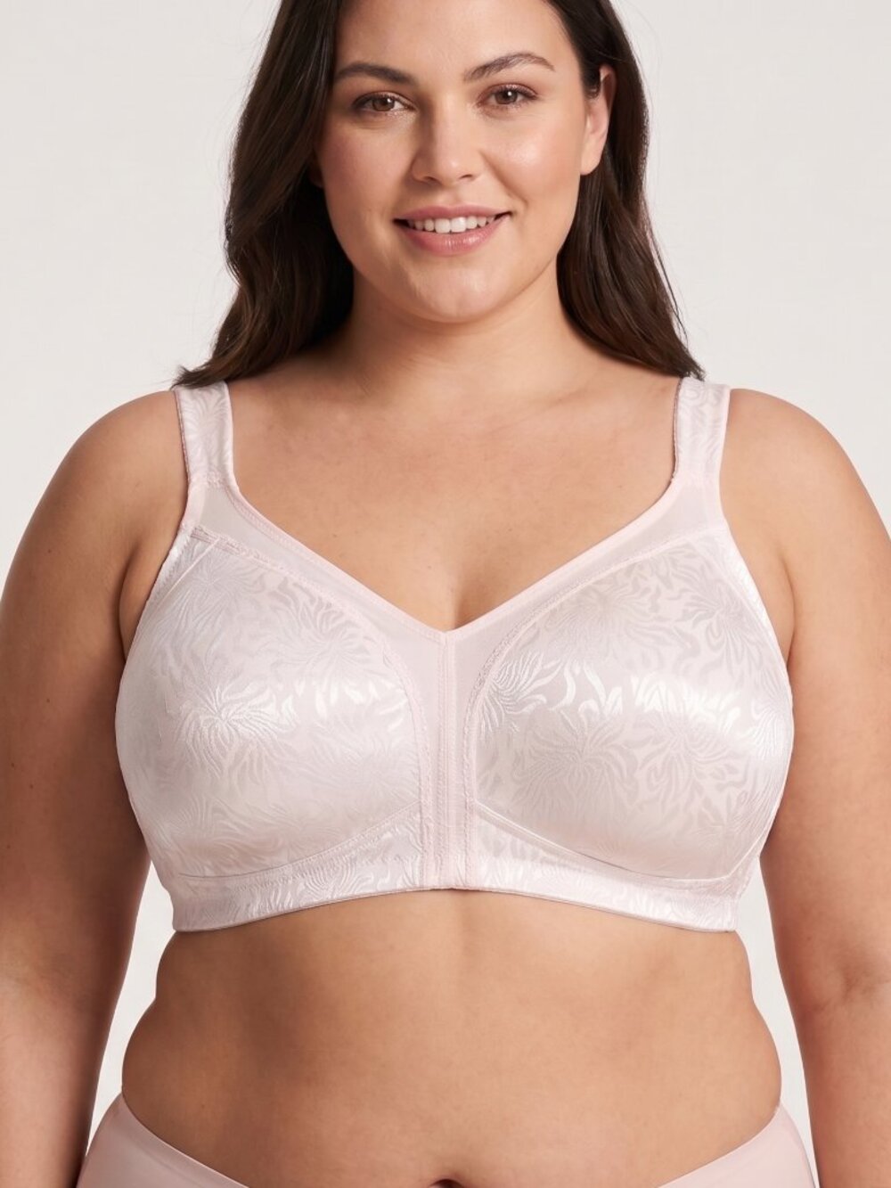 NWT | Light Pink Floral Jacquard Wireless Full Coverage Support Bra 48G